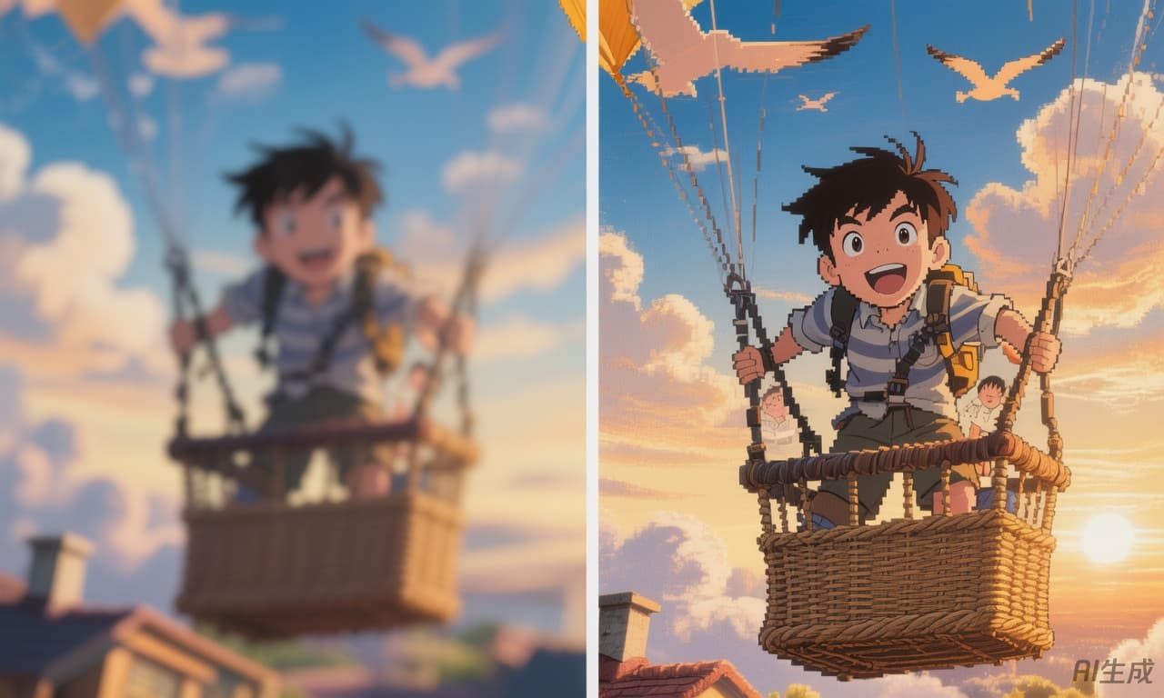 Before-and-after comparison showing how Sora Watermark Remover keeps full-resolution detail.